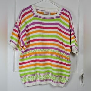 United Colors of Benetton Vintage 80's Colorful Spring Sweater Like New XL